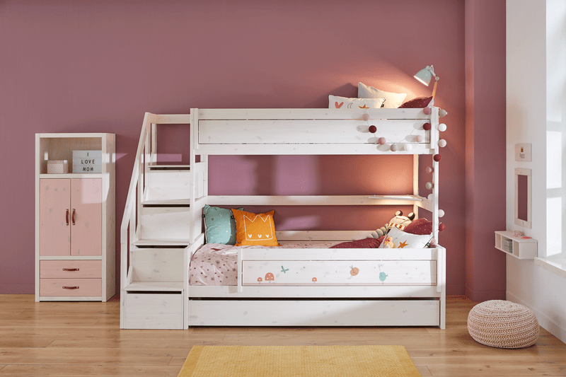 Lifetime Kidsrooms Lit superposé Family avec escalier 90/120 - Original Blanc