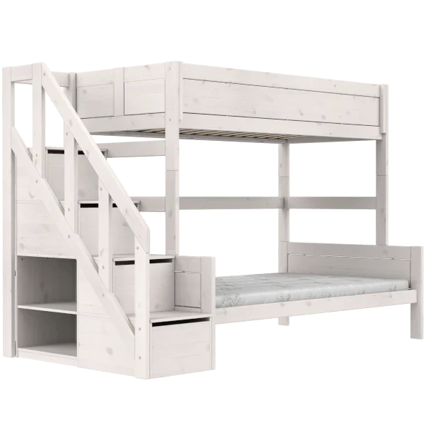Lifetime Kidsrooms Lit superposé Family avec escalier 90/120 - Original Blanc