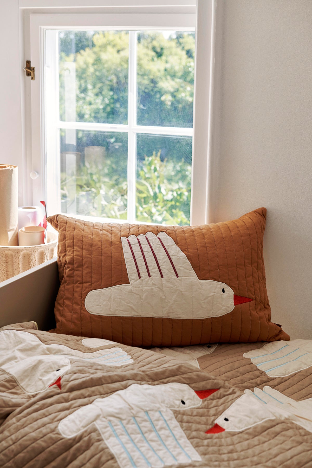 Ferm Living Bird Quilted Cushion Rectangular - Sugar Kelp