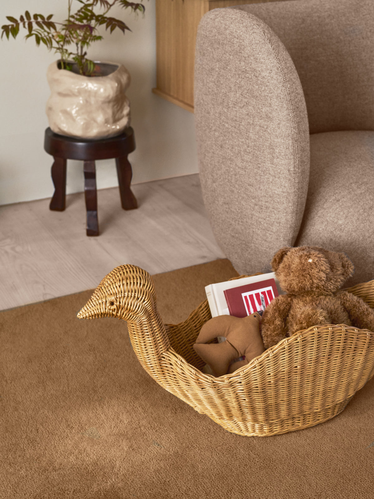 Ferm Living Bird woven storage basket - Natural