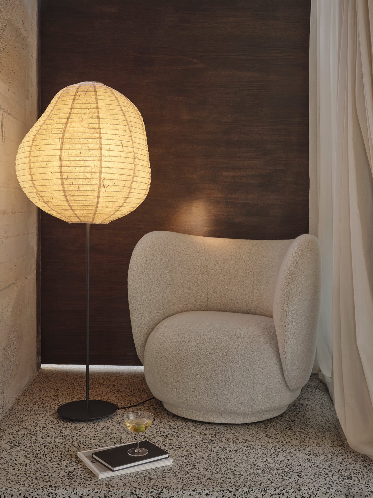 Ferm Living Kurbis Lampadaire - Tall - Natural/Black