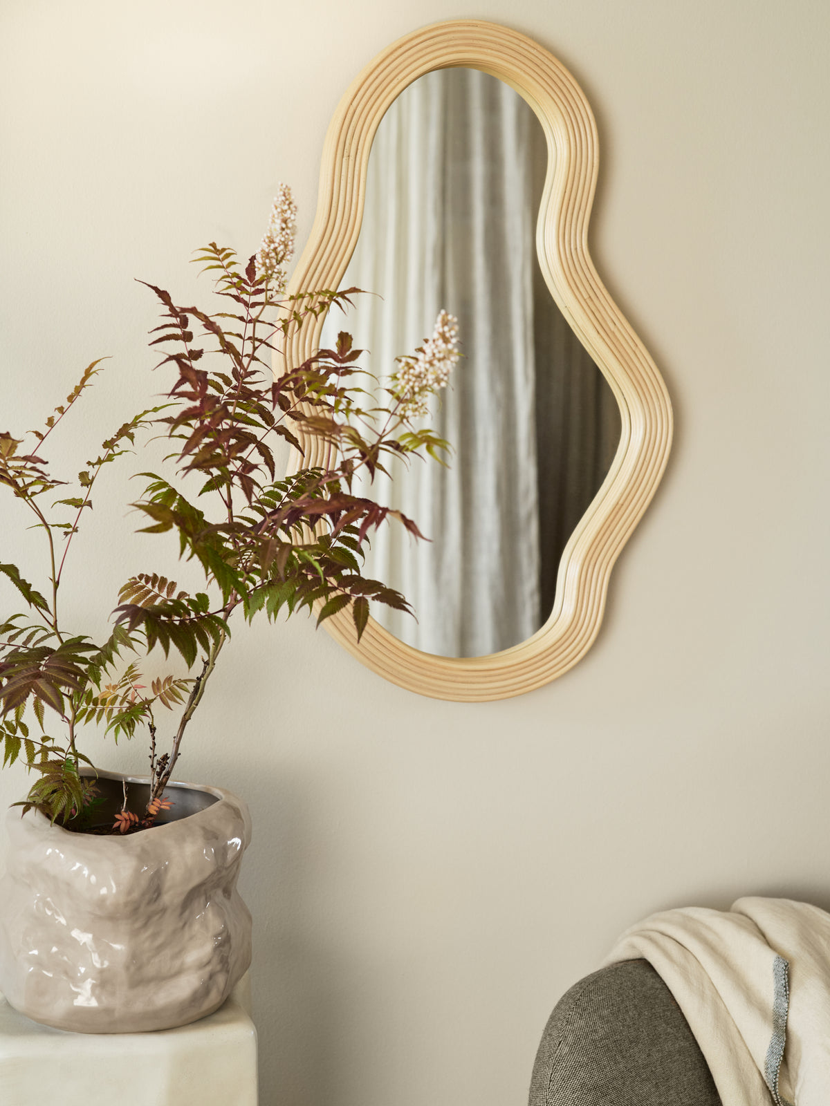 Ferm Living Pond Mirror - Medium - Rattan - Natural