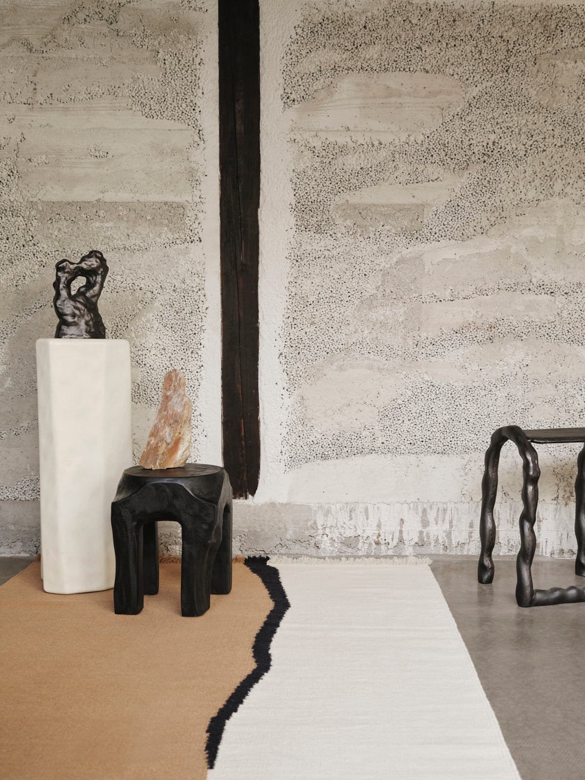 Ferm Living Soil Kelim Rug - 140 x 200 - Dark Sand/Off-white