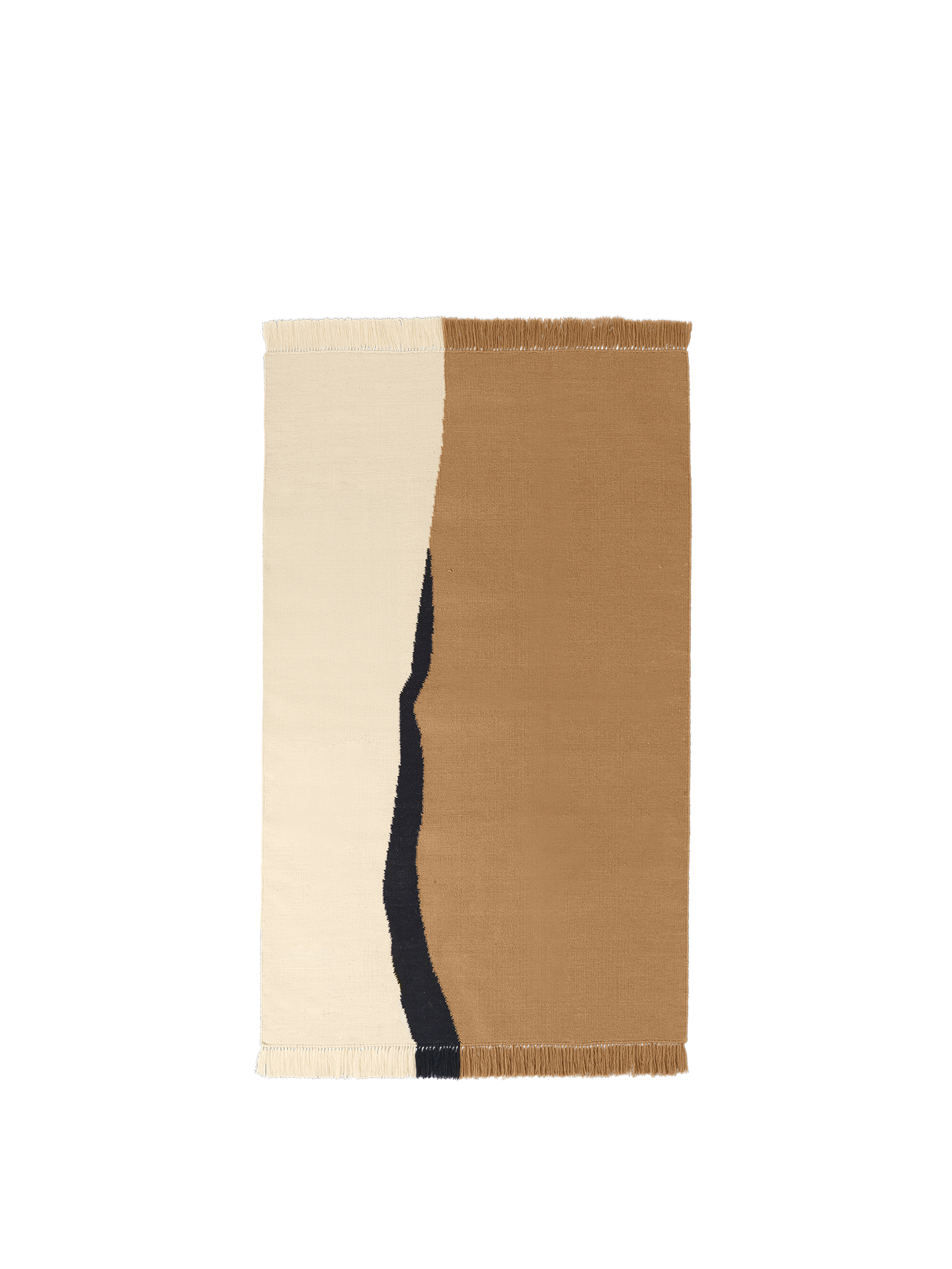 Ferm Living Soil Kelim Teppich - 140 x 200 - Dark Sand/Off-white