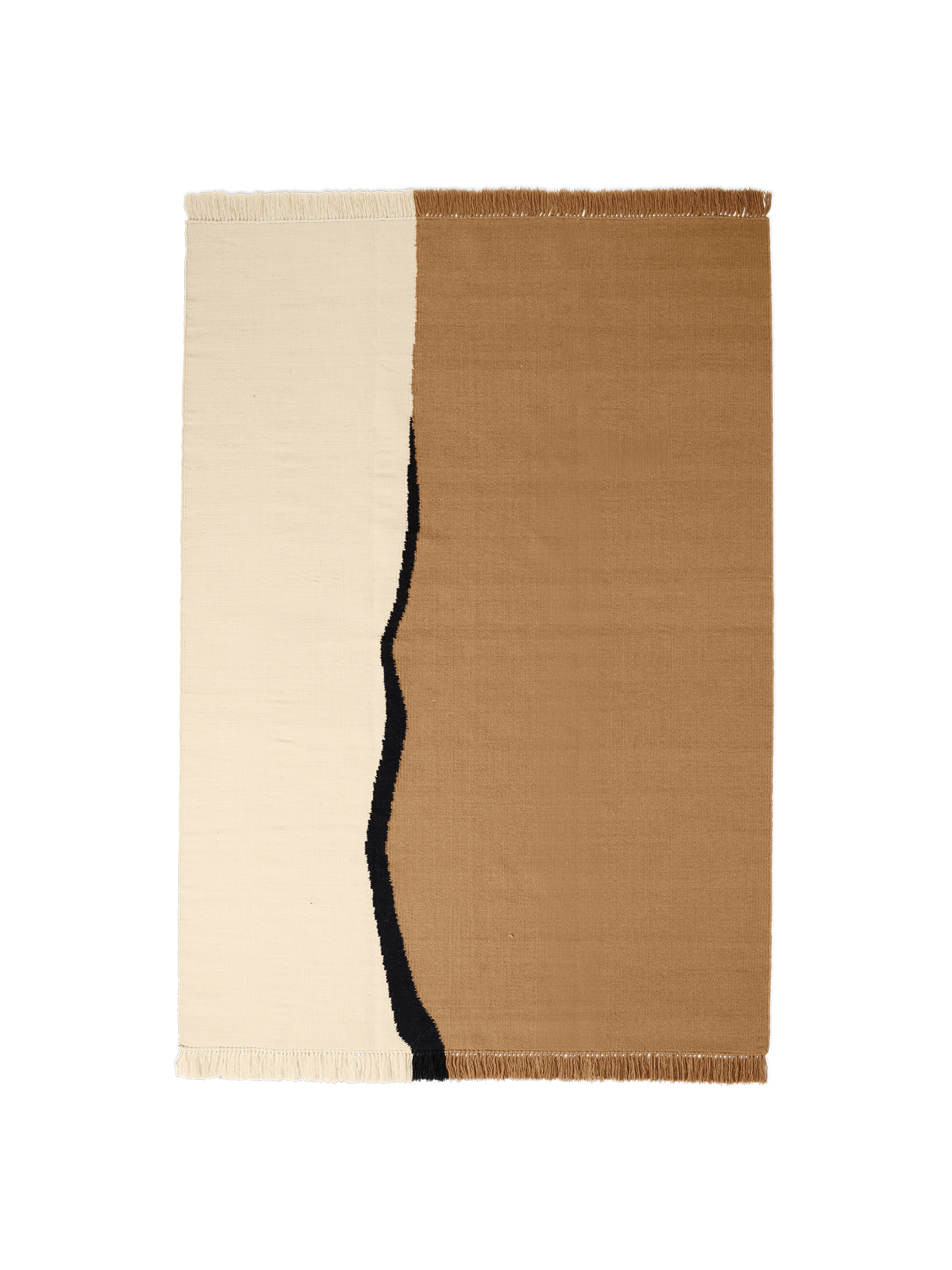 Ferm Living Soil Kelim Teppich - 170 x 240 - Dark Sand/Off-white