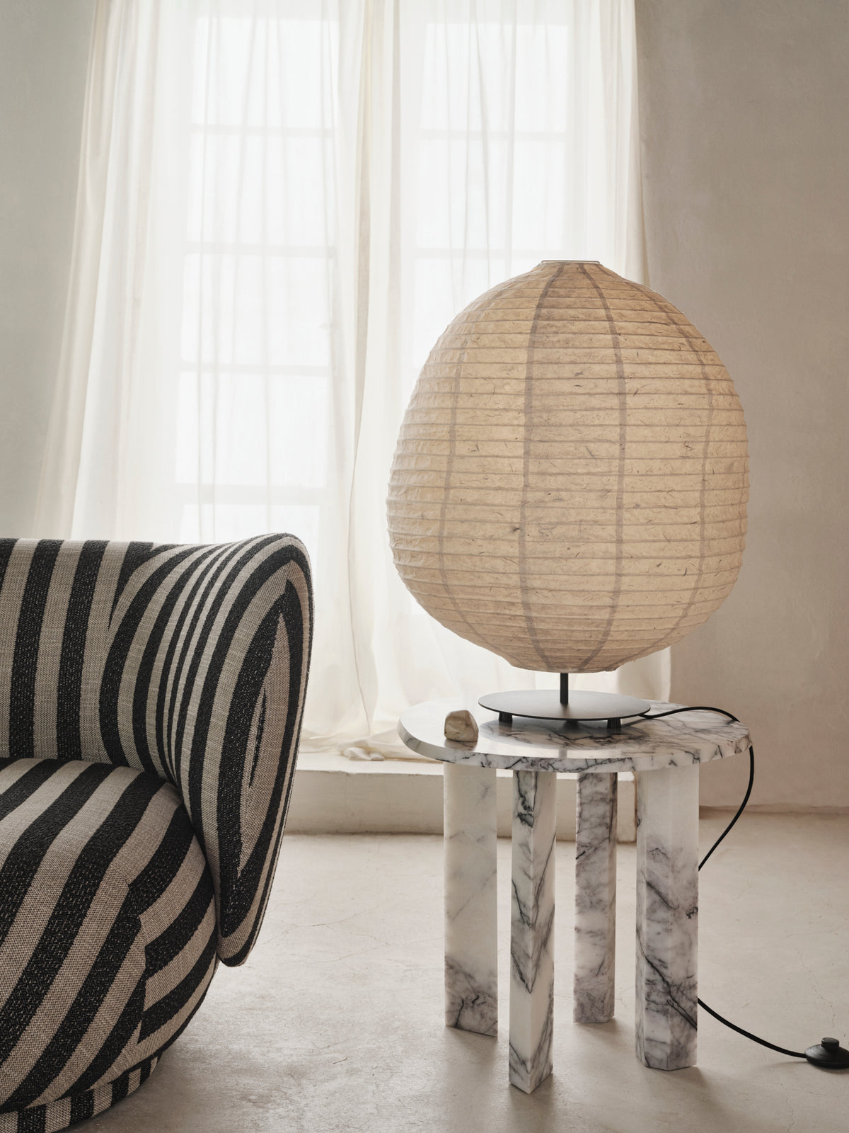 Ferm Living Kurbis Floor Lamp - Low - Natural/Black
