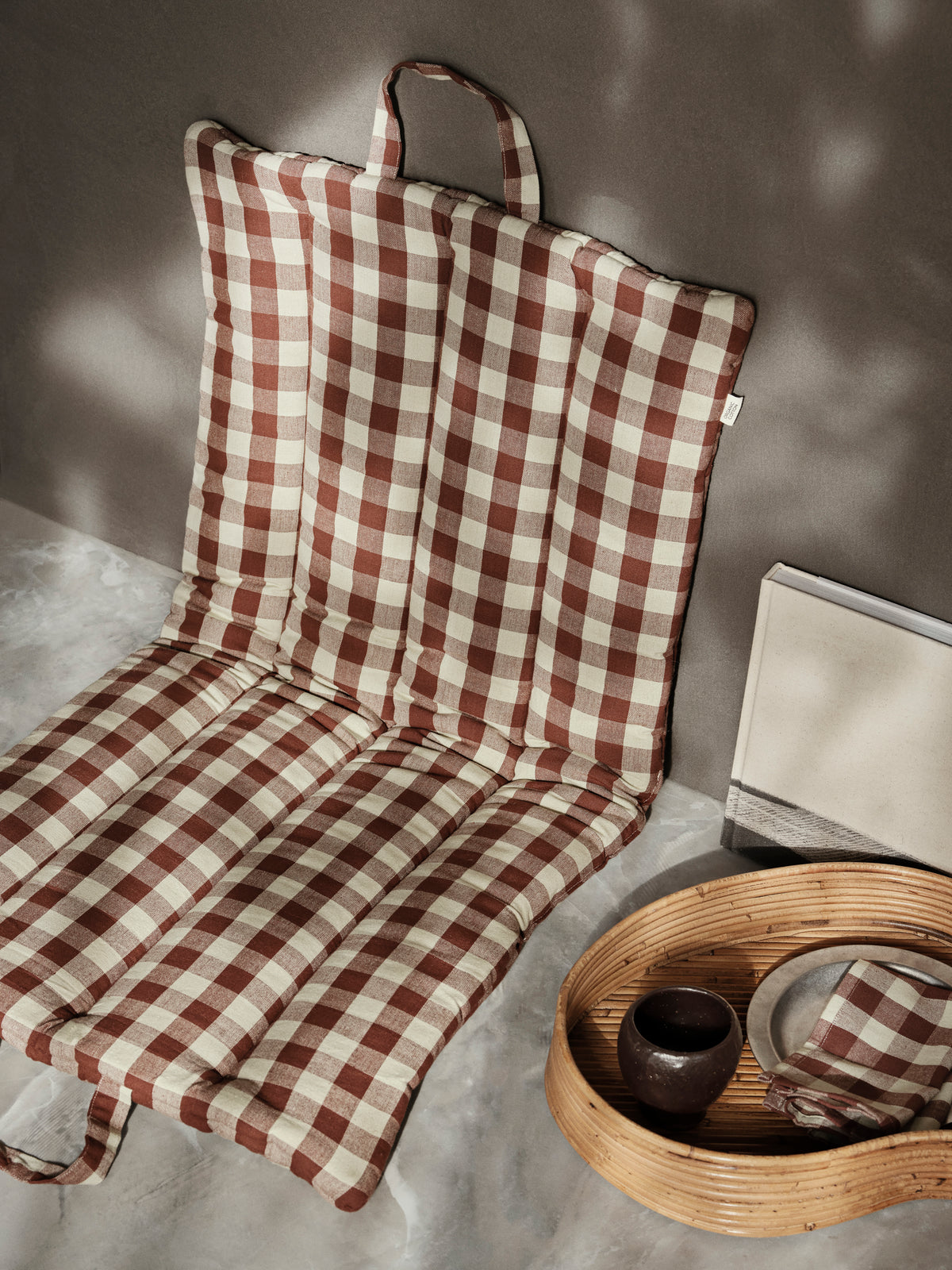 Ferm Living Bothy Check Tapis pliant - Cannelle/Vert