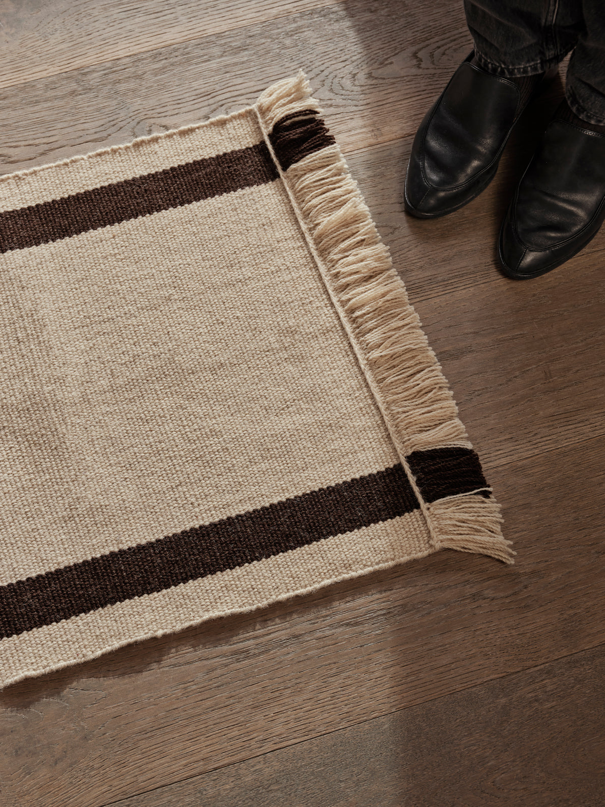 Ferm Living Calm Kelim Mat - 50 x 70 - Off-white/Coffee