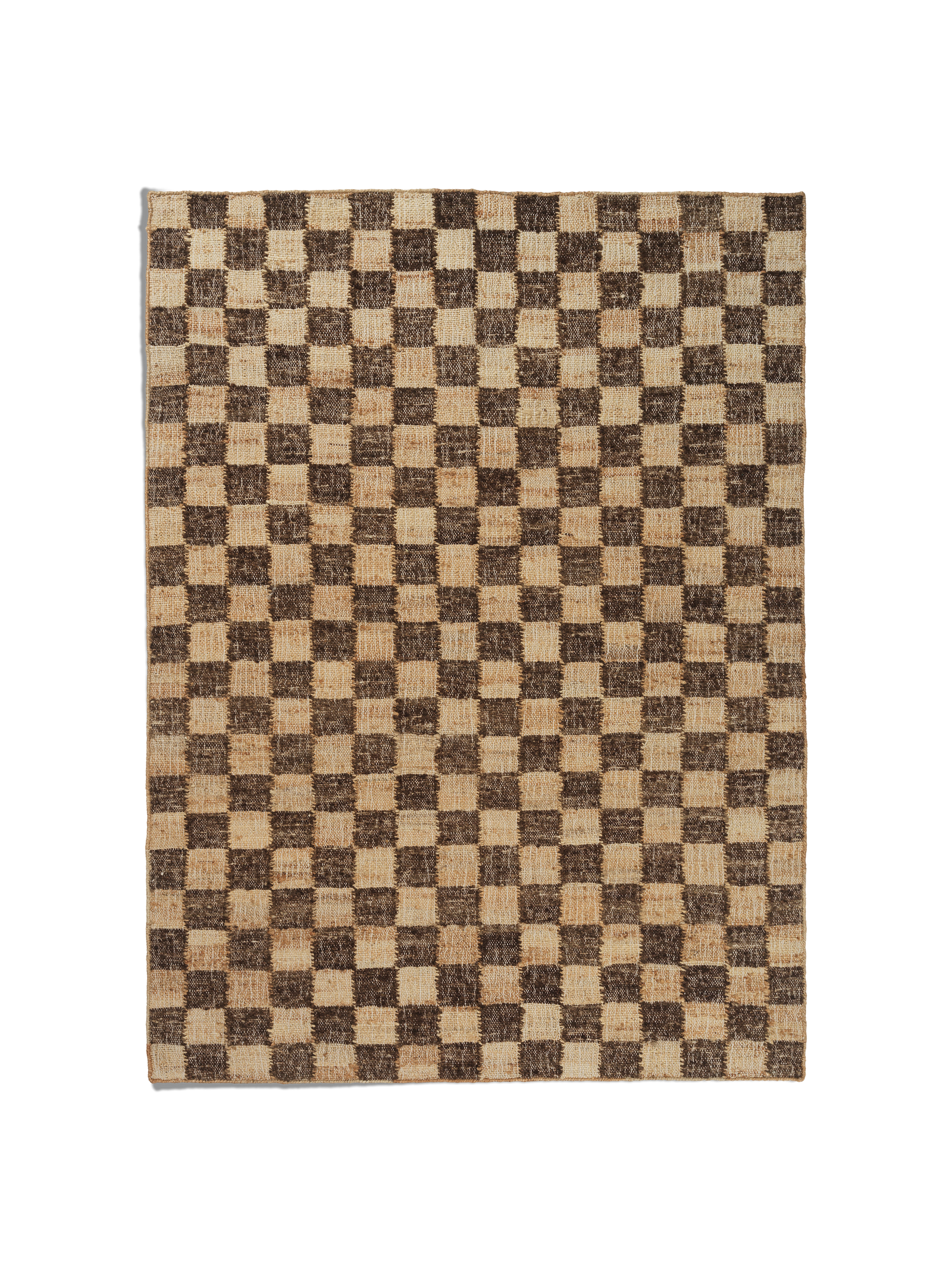 Ferm Living Check Wool Jute Teppich - 140 x 200 - Coffee/Natural