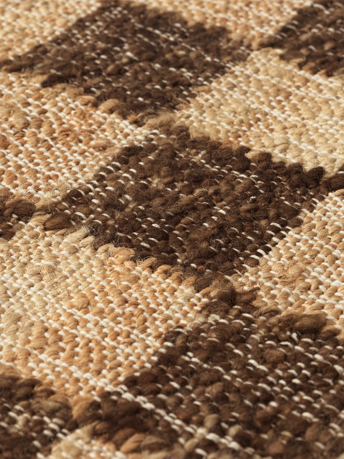 Ferm Living Check Wool Jute Teppich - 140 x 200 - Coffee/Natural
