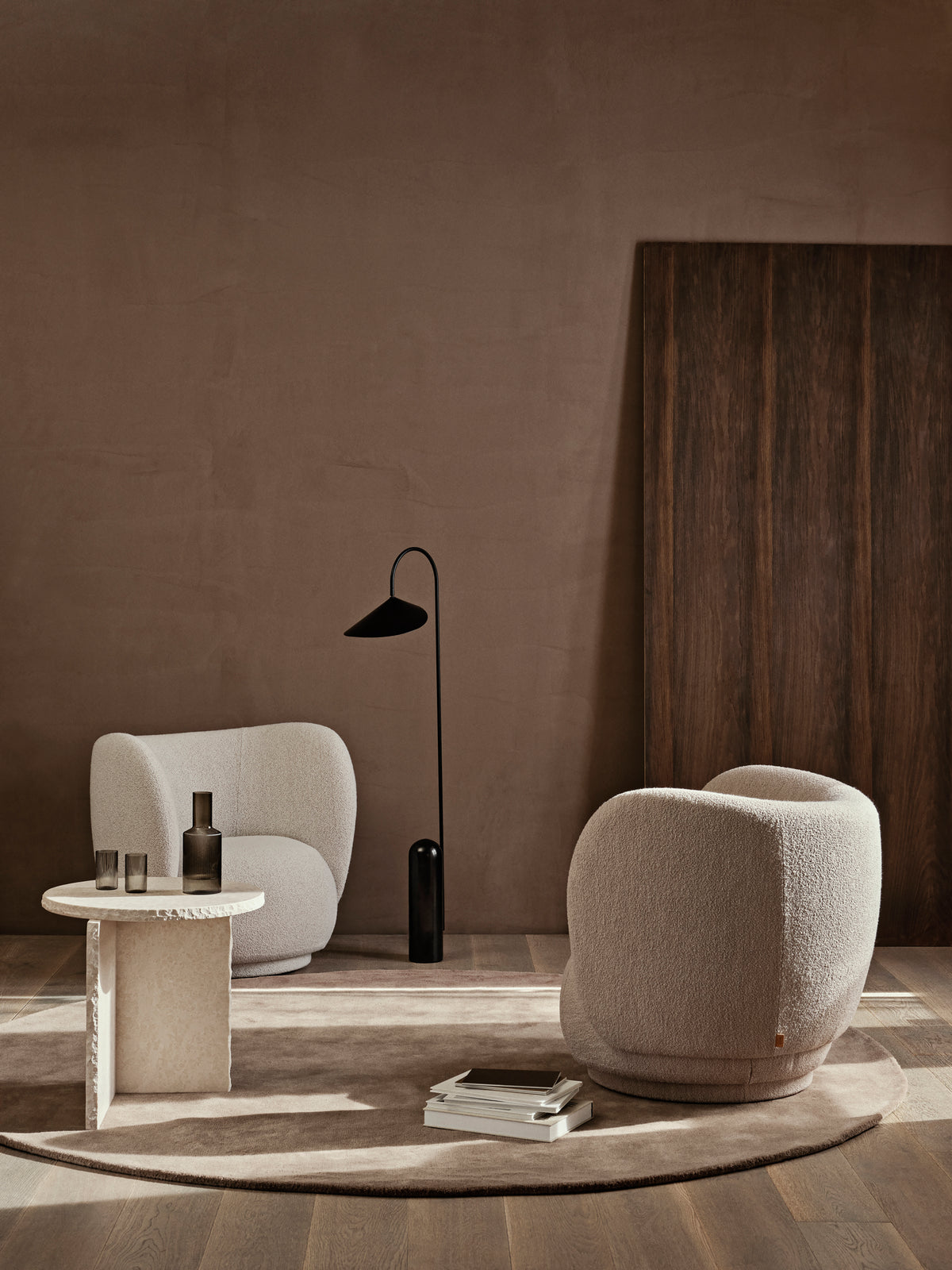 Ferm Living Stille tufted rug - Ø240 - Ash Brown