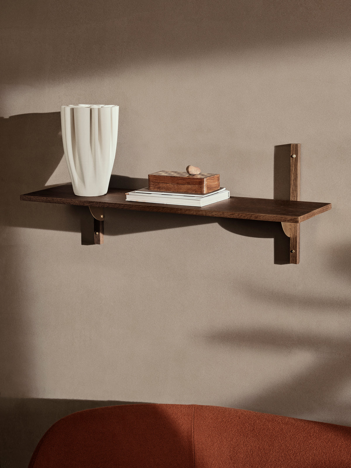 Ferm Living Sector Shelf Single/Wide - Smoked Oak/Brass