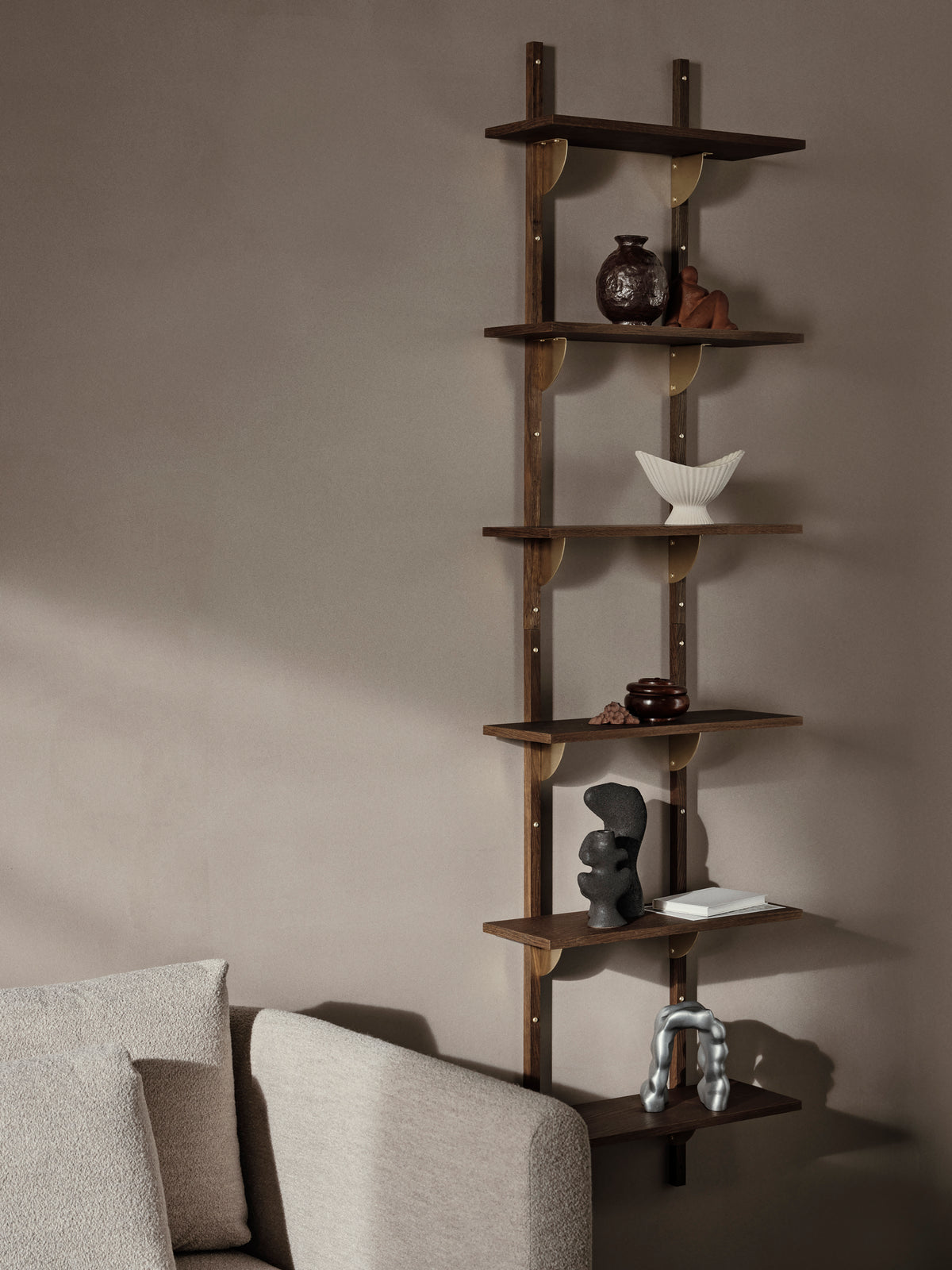 Ferm Living Sector Shelf Triple/Narrow - Smoked Oak/Brass