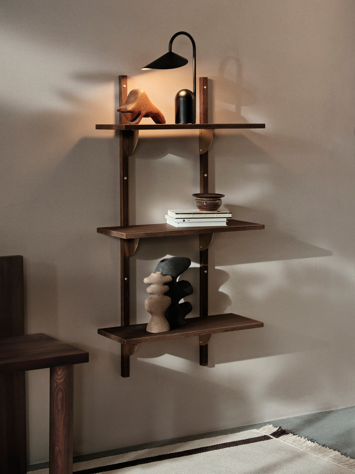 Ferm Living Sector Shelf Triple/Narrow - Smoked Oak/Brass