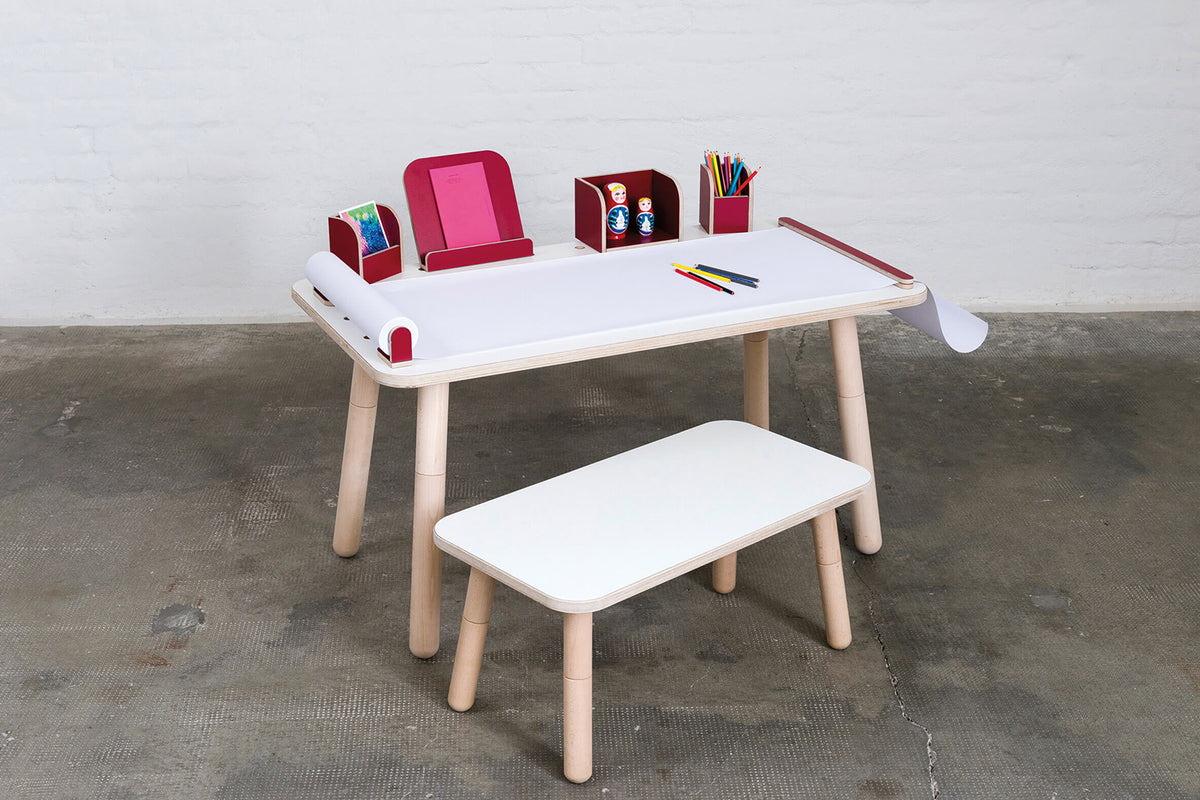 Pure Position growing table complete set with bench Ruby red