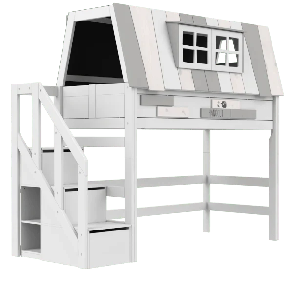 Lifetime Kidsrooms Hochbett mit Treppe 152 cm - My Hangout Weiss