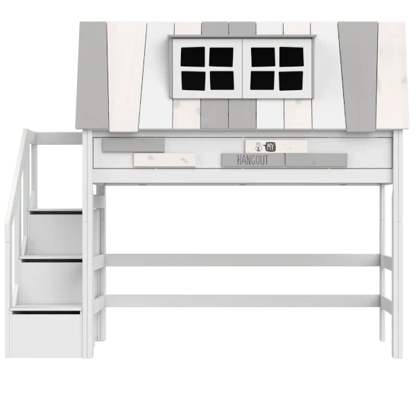 Lifetime Kidsrooms Hochbett mit Treppe 152 cm - My Hangout Weiss