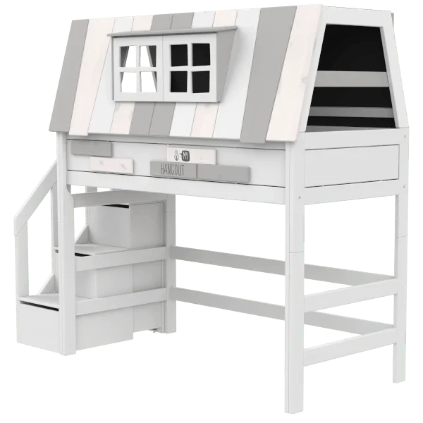Lifetime Kidsrooms Hochbett mit Treppe 152 cm - My Hangout Weiss