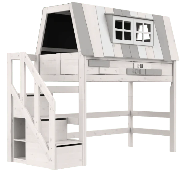Lifetime Kidsrooms Hochbett mit Treppe 152 cm - My Hangout Weiss