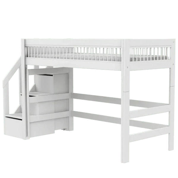 Lifetime Kidsrooms Letto a soppalco con scale 152 cm - Breeze White
