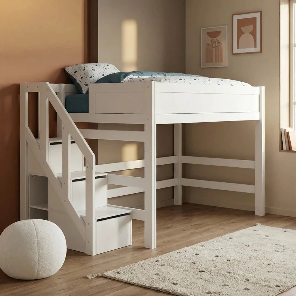 Lifetime Kidsrooms Letto a soppalco 120 con scale - 152 cm Whitewash