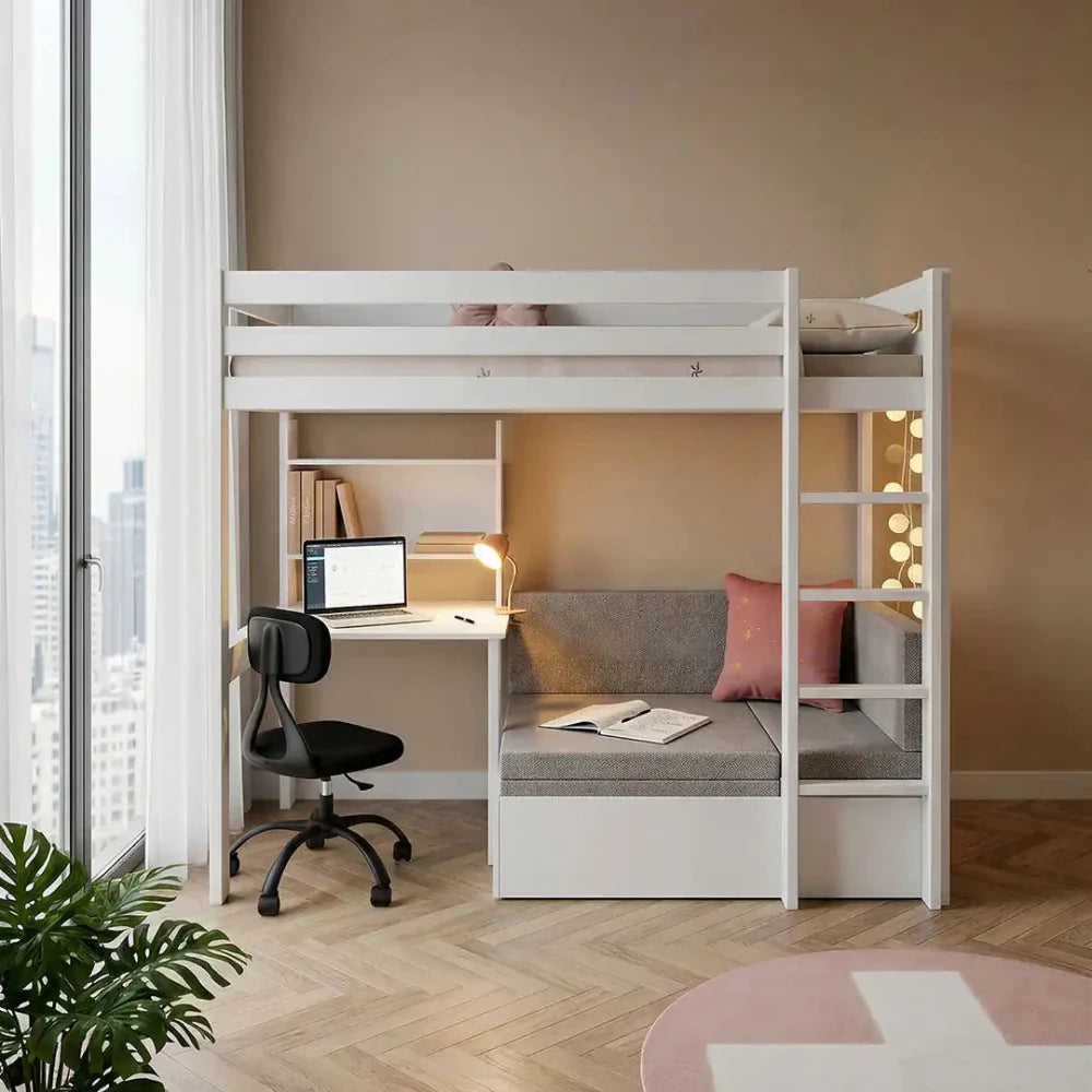 Lifetime Kidsrooms Elements loft bed 177 cm - Study & Relax White