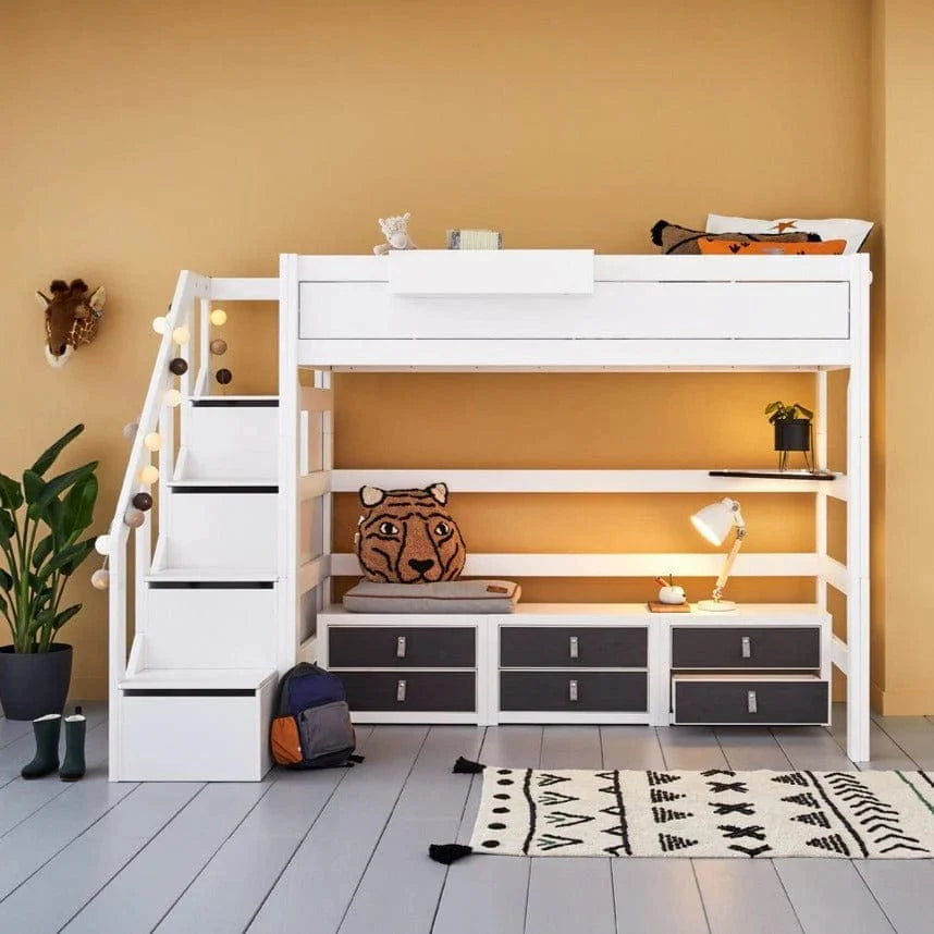 Lifetime Kidsrooms Lit surélevé 177 cm avec escalier - Original Blanc