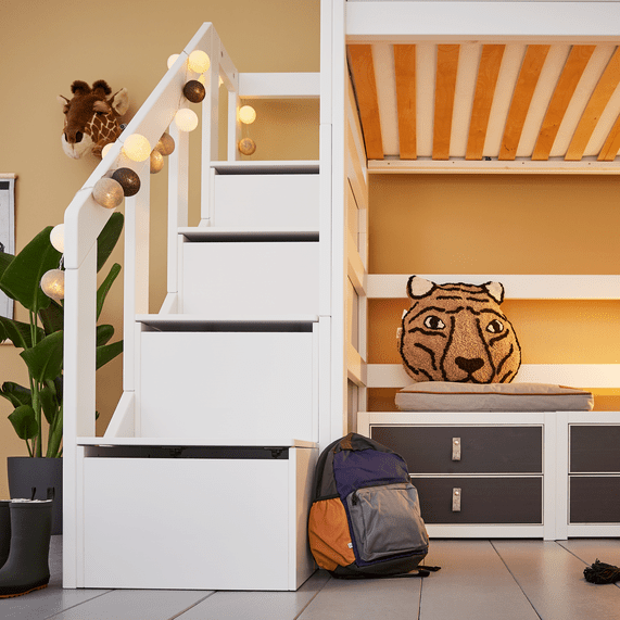 Lifetime Kidsrooms Lit surélevé avec escalier 177 cm - Breeze Blanc