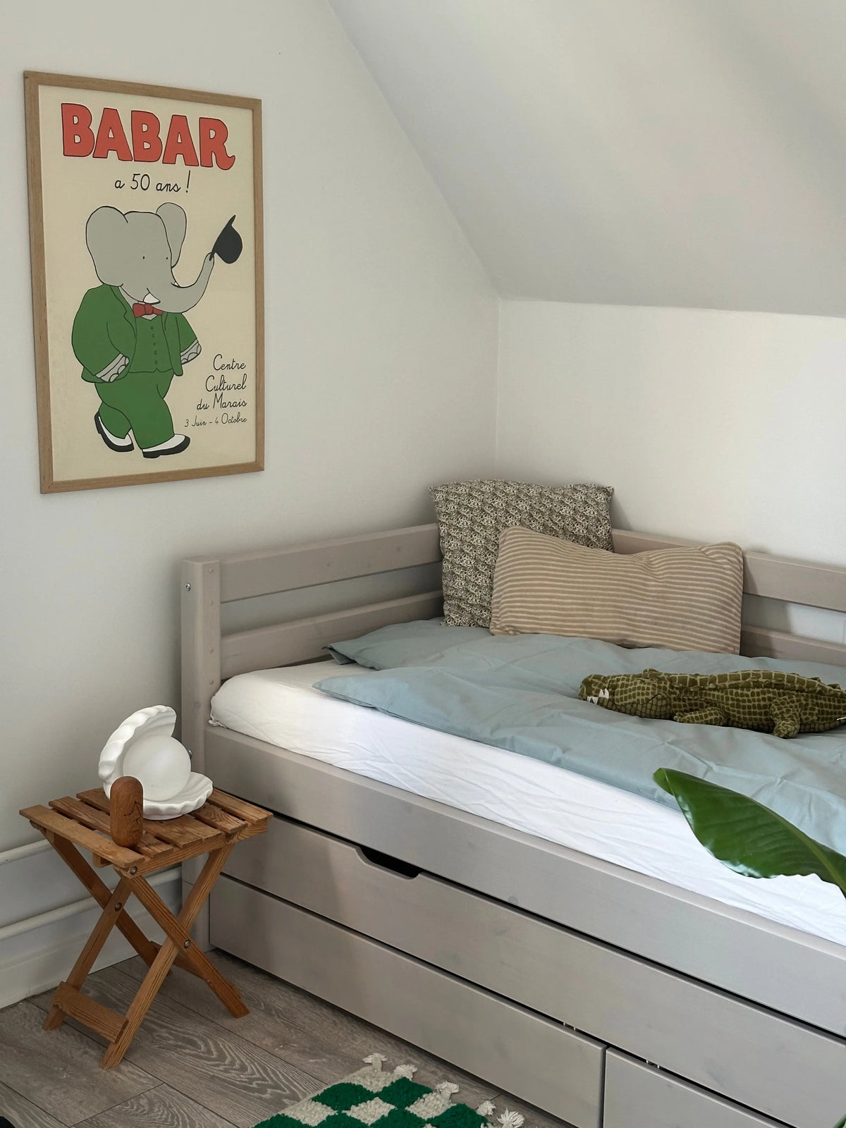 Flexa Classic Einzelbett mit Ausziehbett 90 x 200 cm Grey washed