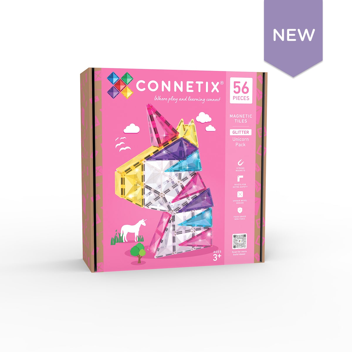 Connetix 56 pièces Glitter Unicorn Pack