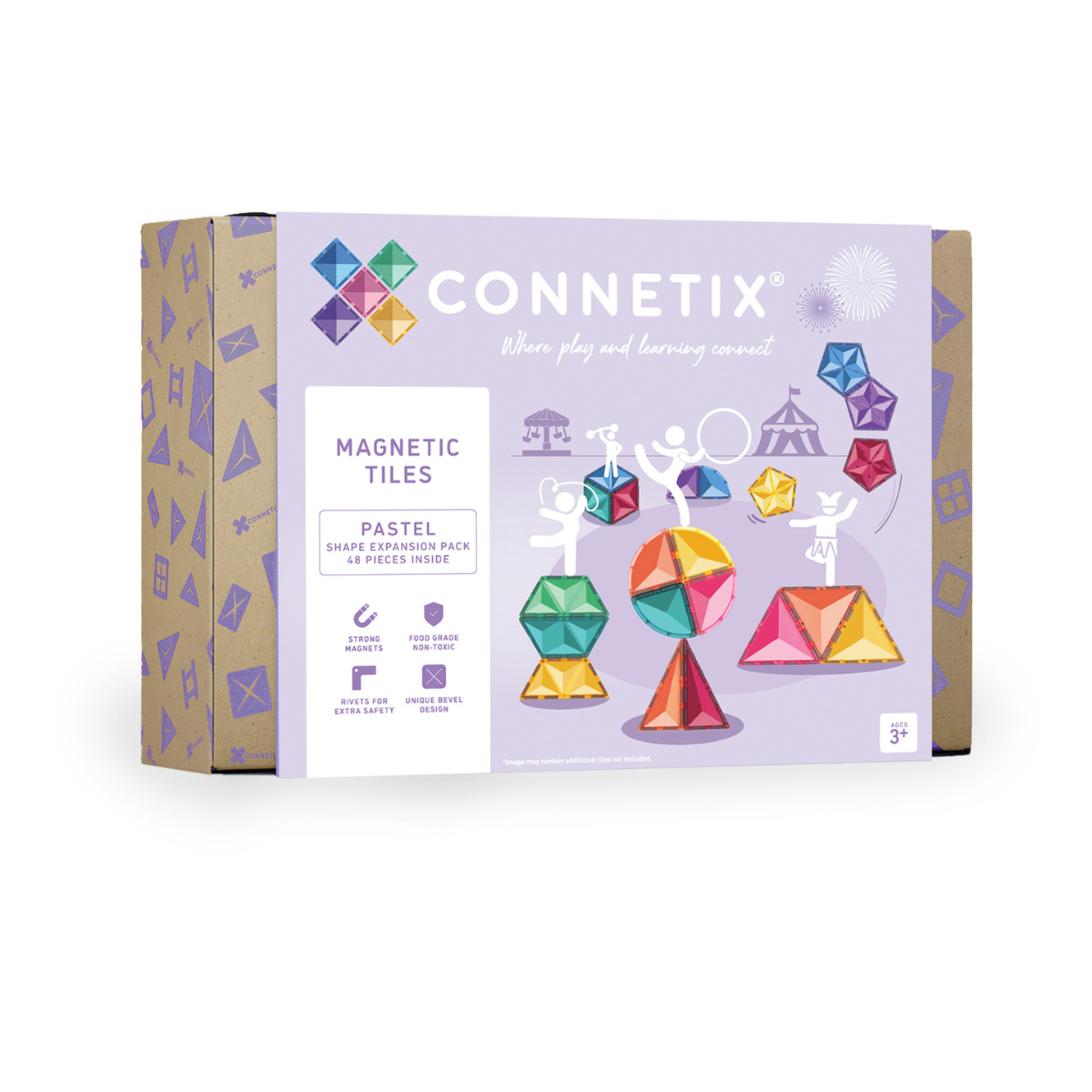 Connetix Pastel Shapes Expansion Set, 48-piece - Image 1