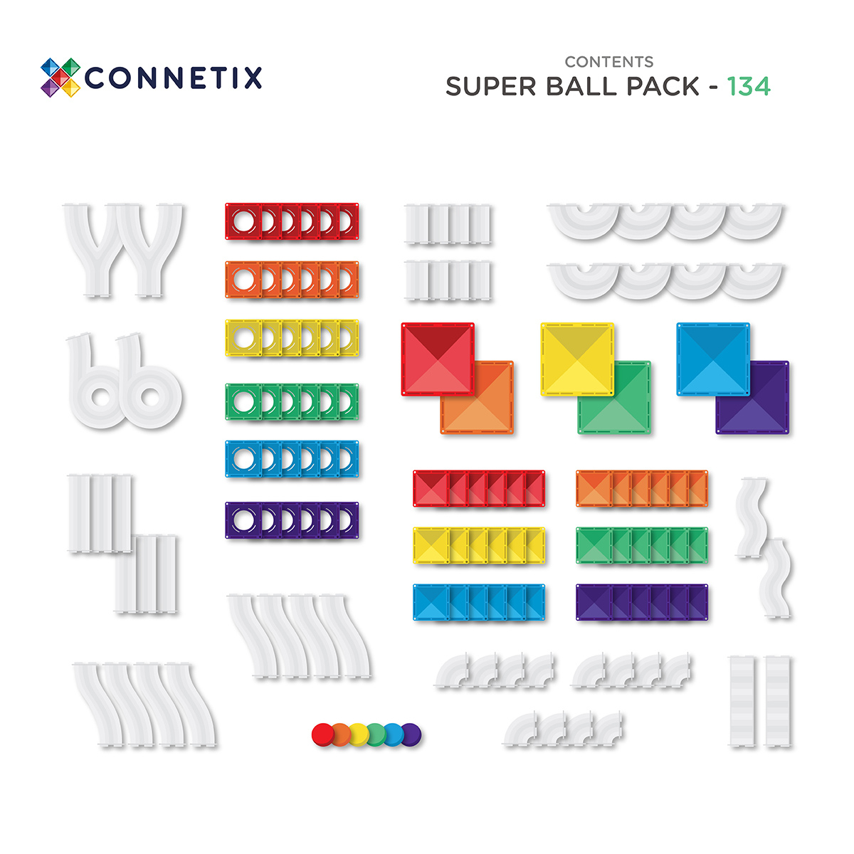 Set di piste per palline Connetix Rainbow Super, 134 pezzi - Immagine 5
