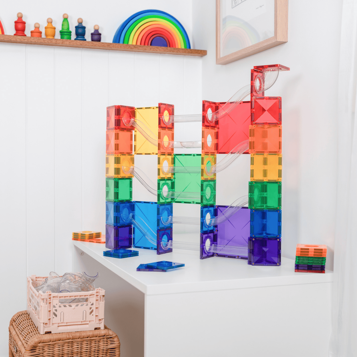 Set per piste a sfere Connetix Rainbow Super, 134 pezzi - Immagine 2