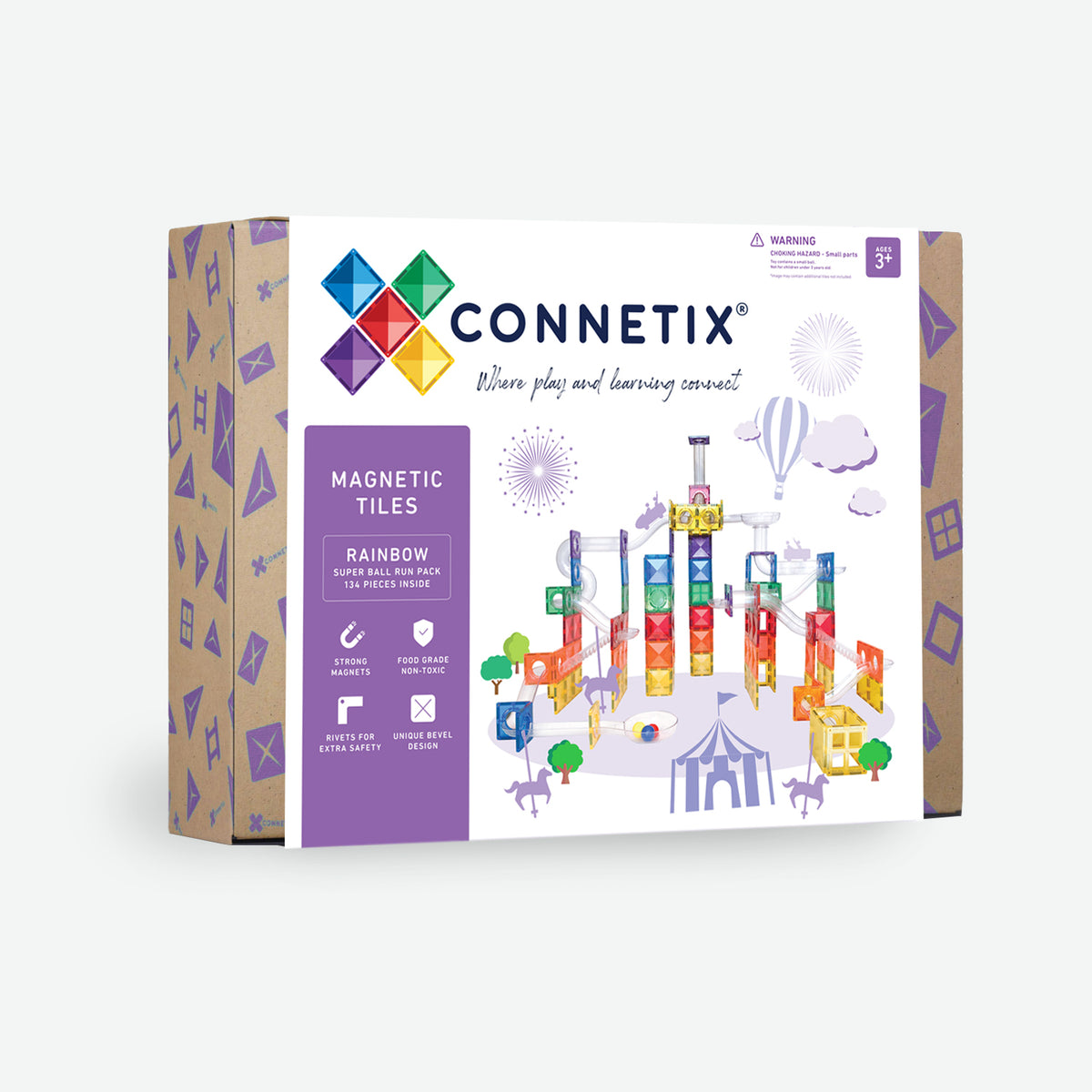 Set per piste a sfere Connetix Rainbow Super, 134 pezzi - Immagine 1