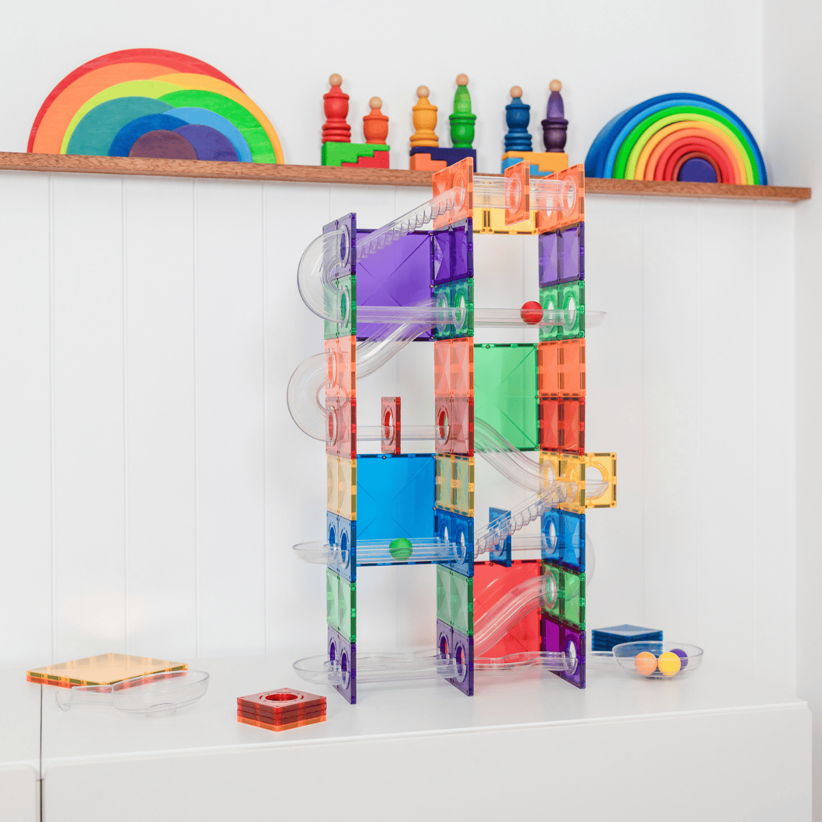 Set per piste a sfere Connetix Rainbow Super, 134 pezzi - Immagine 4