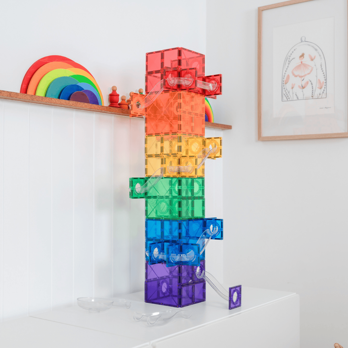 Set per piste a sfere Connetix Rainbow Super, 134 pezzi - Immagine 3