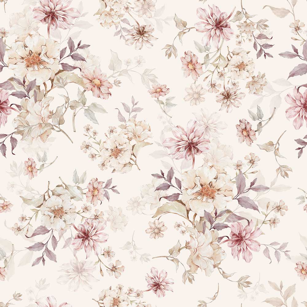 Dekornik Tapete Blumen with violet Streifen 100 x 280