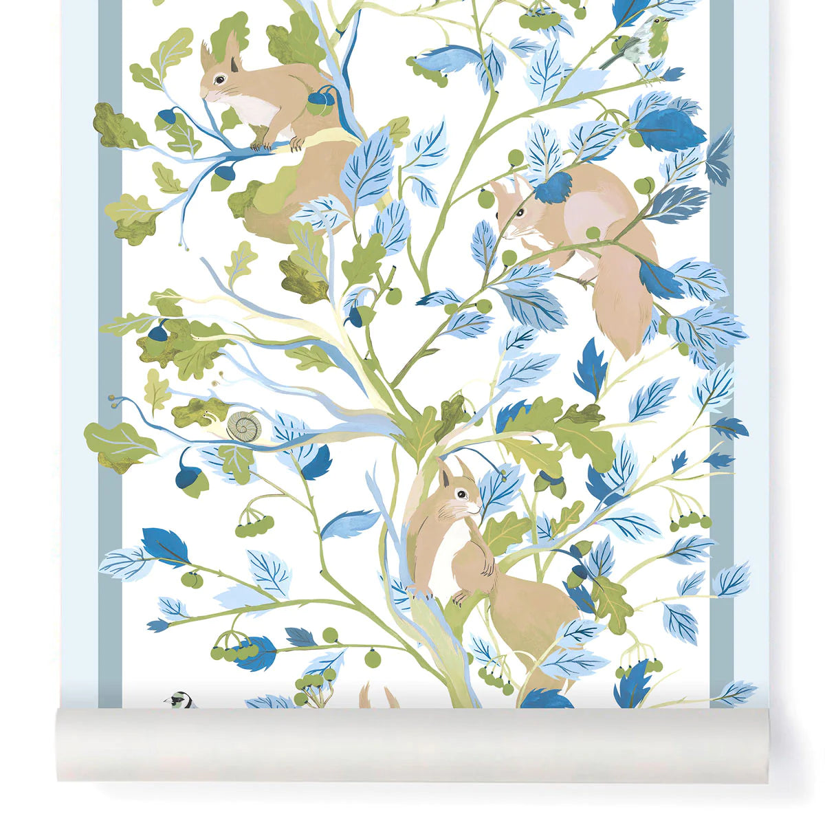Carta da parati Little Cabari CASSE-NOISSETTE verde e blu