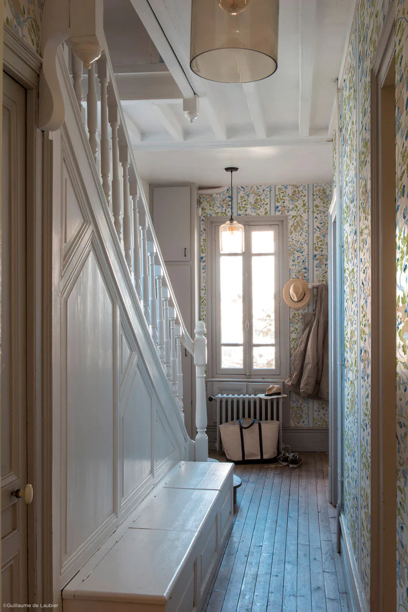 Carta da parati Little Cabari CASSE-NOISSETTE verde e blu