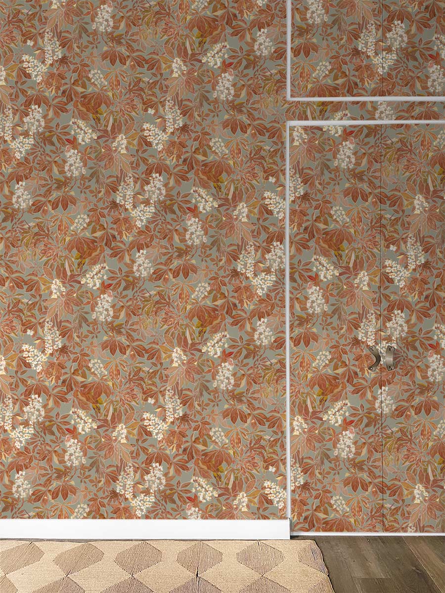 Little Cabari papier peint LES MARRONNIERS caramel