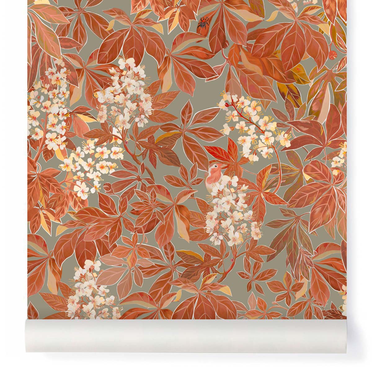Little Cabari papier peint LES MARRONNIERS caramel