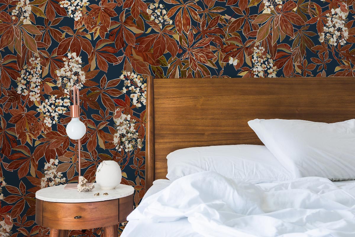 Little Cabari wallpaper LES MARRONNIERS oxblood