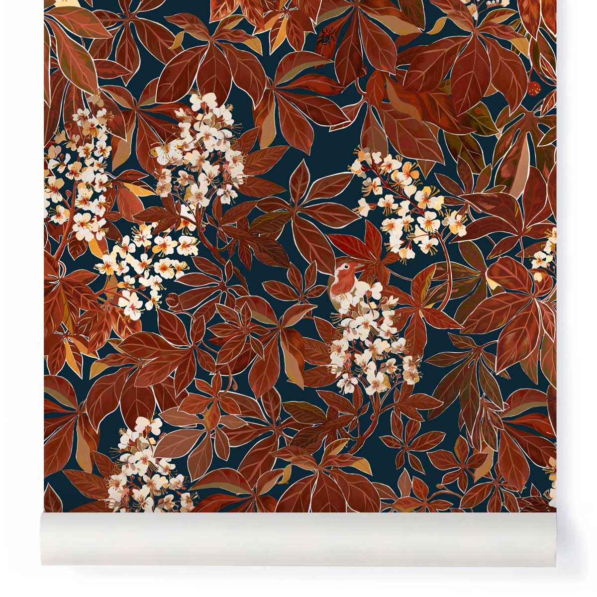 Little Cabari wallpaper LES MARRONNIERS oxblood