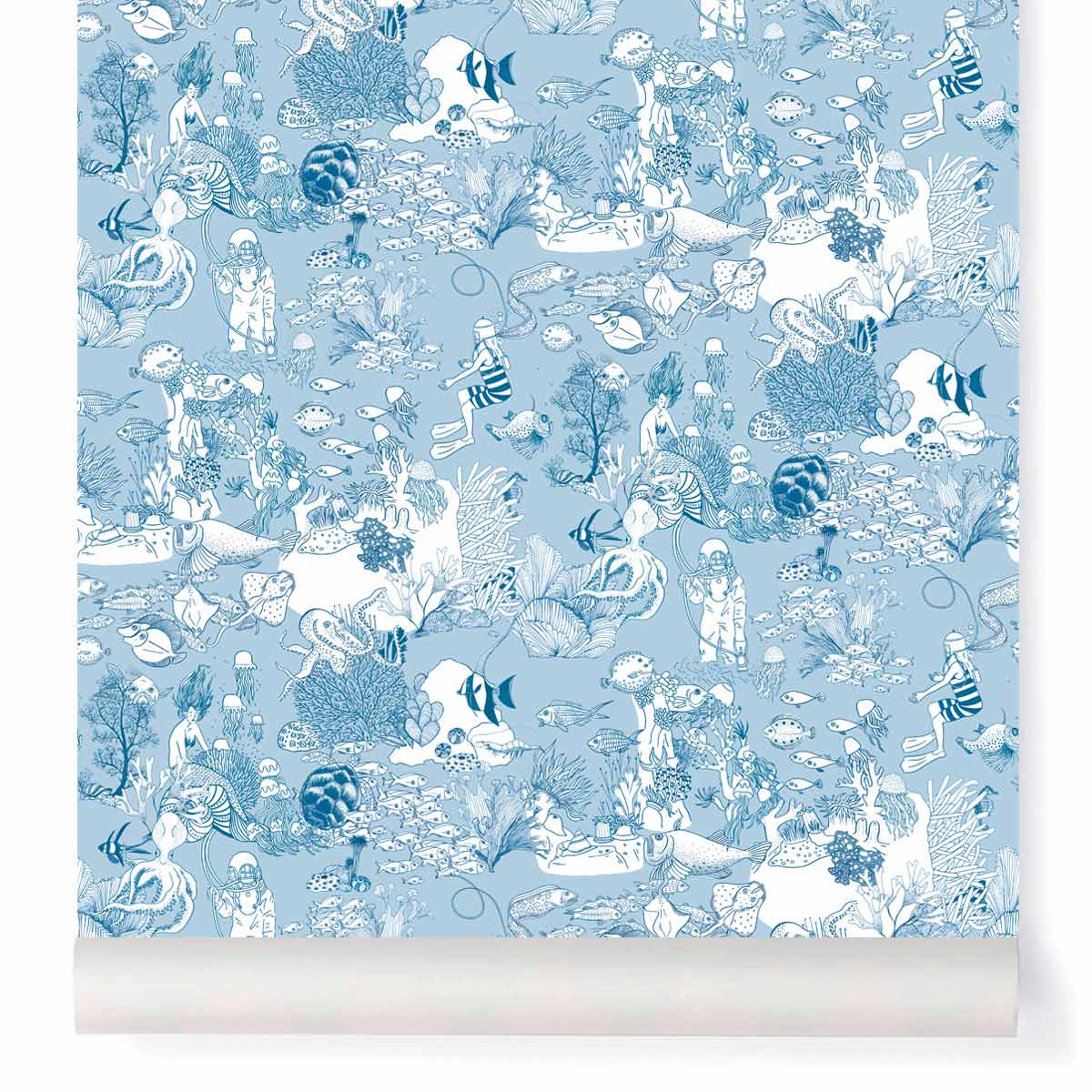 Carta da parati Little Cabari TOILE DE MER Blu