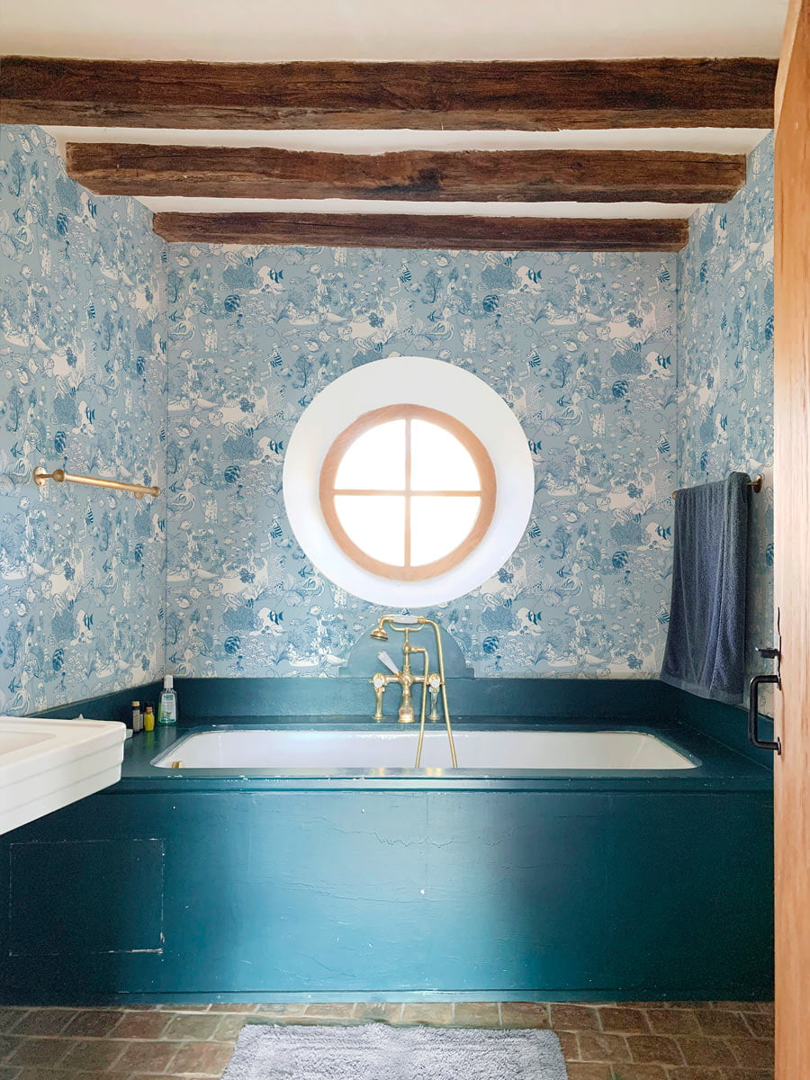 Little Cabari wallpaper TOILE DE MER Blue