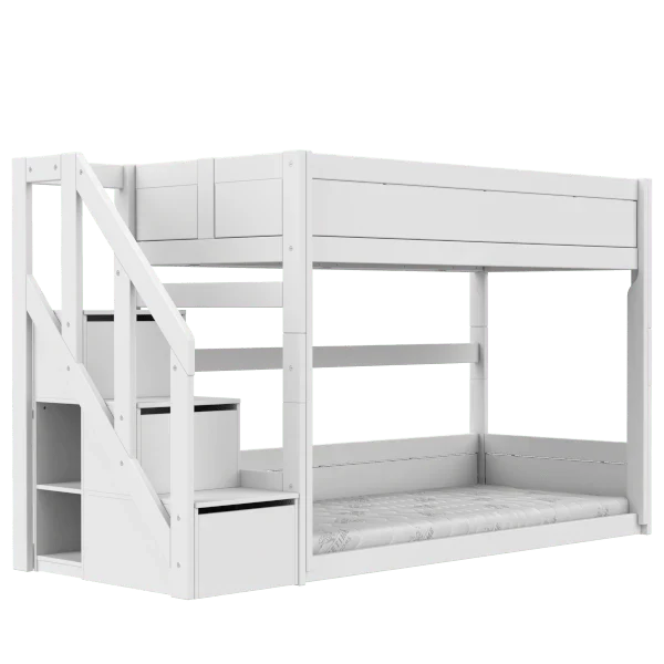 Lifetime Kidsrooms Lit superposé avec escalier 154 cm - Original Whitewash