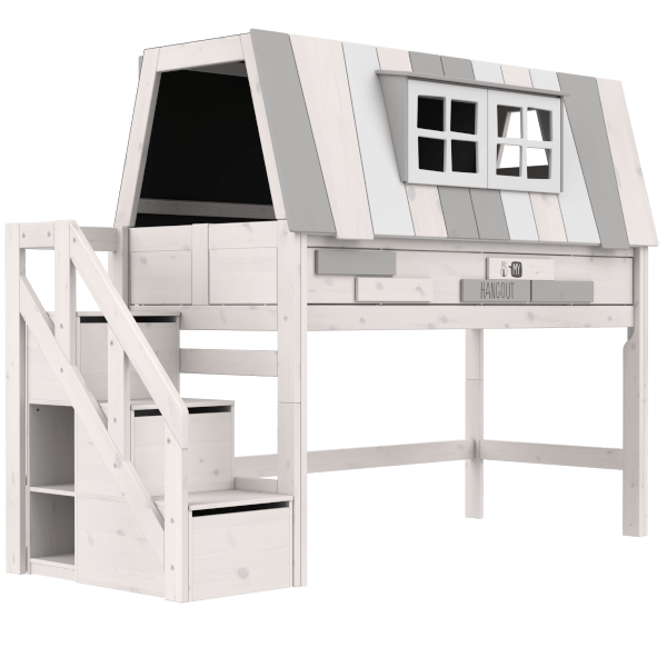 Lifetime Kidsrooms Hochbett mit Treppe 128 cm - My Hangout Weiss