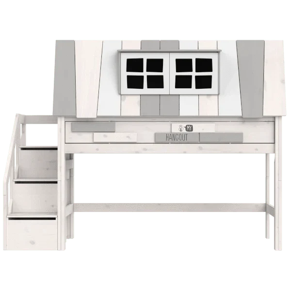 Lifetime Kidsrooms Hochbett mit Treppe 128 cm - My Hangout Weiss