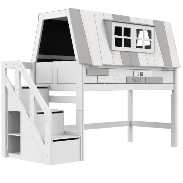 Lifetime Kidsrooms Hochbett mit Treppe 128 cm - My Hangout Weiss