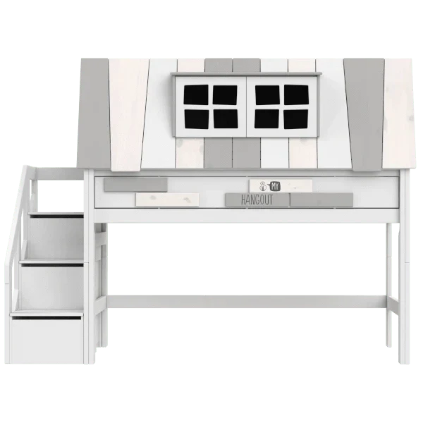 Lifetime Kidsrooms Hochbett mit Treppe 128 cm - My Hangout Weiss